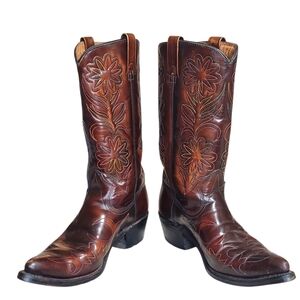 Vintage Rodeo Cowboy Boots Patent Leather Rainbow Peacock Men's